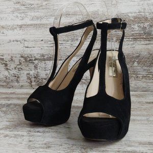 Suede Leather T-Strap Platform Heel